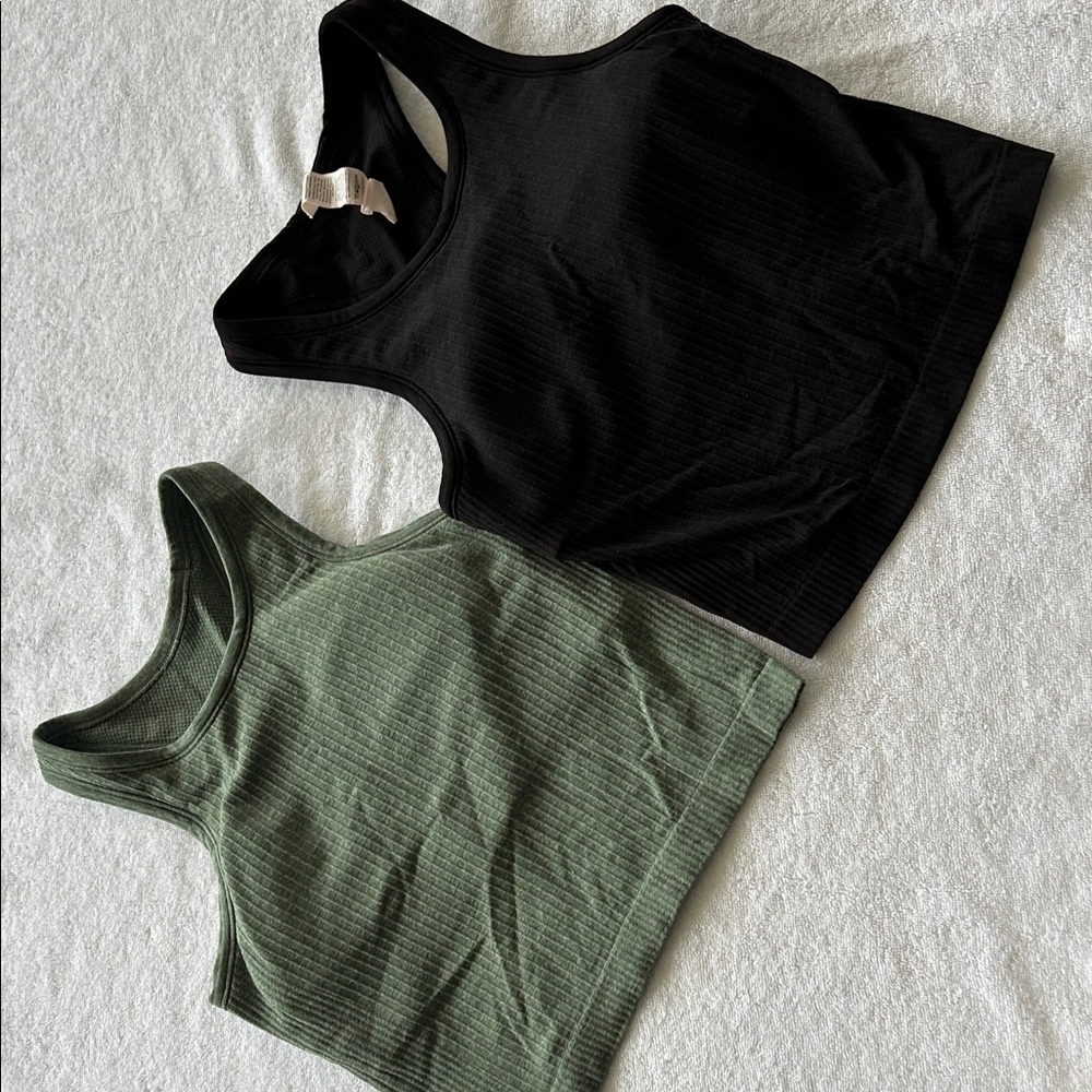 Lulu lemon ebb to street cropped Racerback Tank Top - Black & sage BOTH